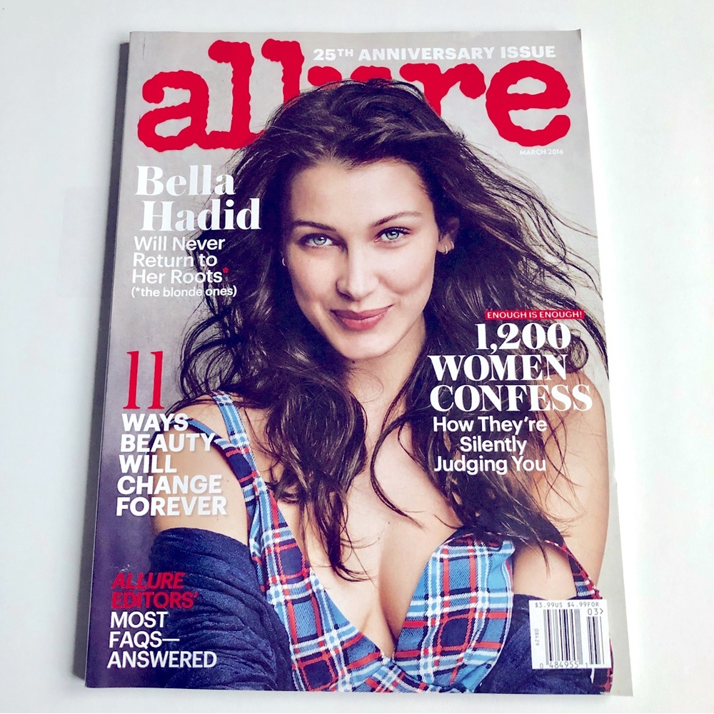 NEW ALLURE MAGAZINE MARCH 2016 BELLA HADID 25TH ANNIVERSARY ISSUE